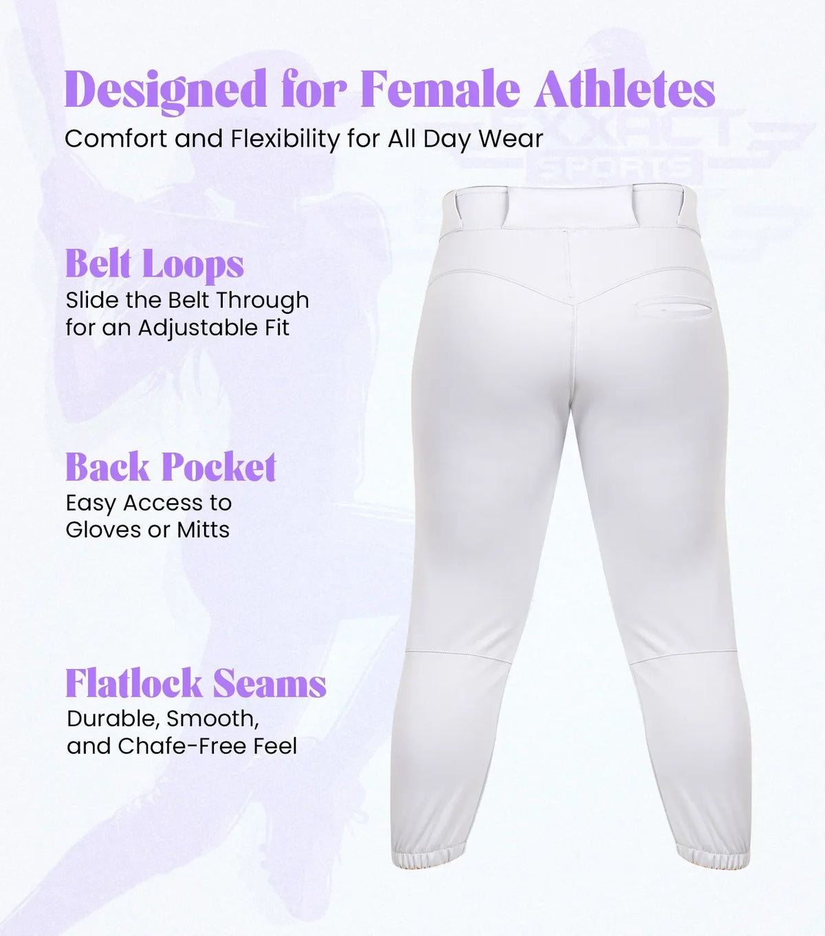 Knicker/yoga Style Softball Pants for Girls (white)