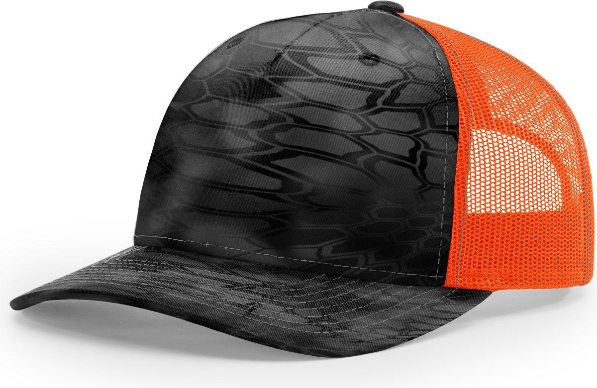 Kryptek Typhon/Blaze Orange Printed Five Panel Trucker