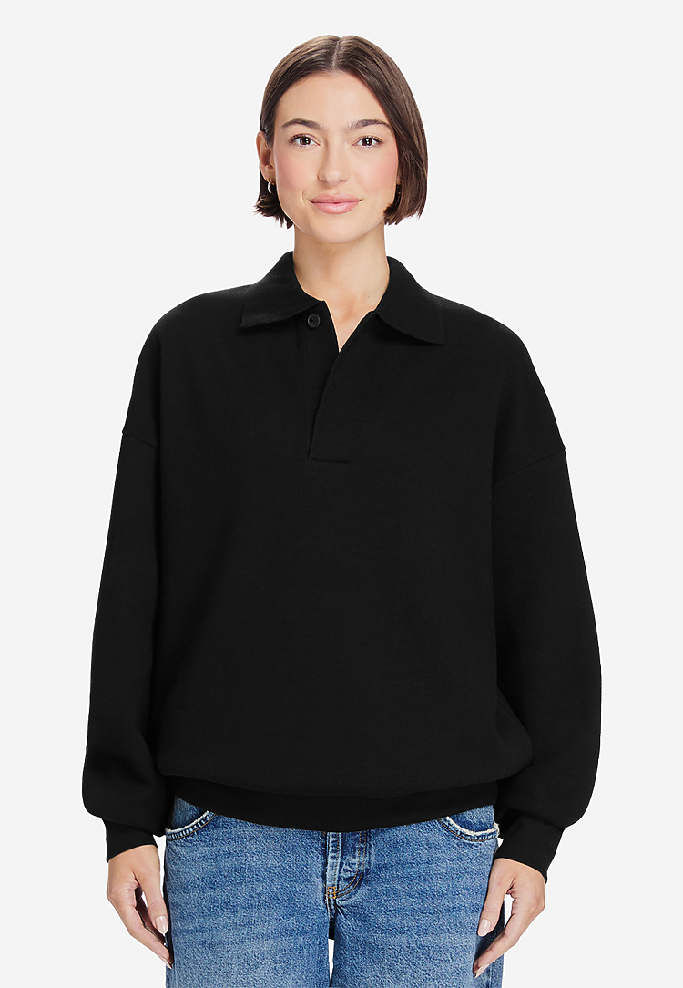 Lane Seven Apparel Ls24012 Element Polo Collar Crewneck - Black