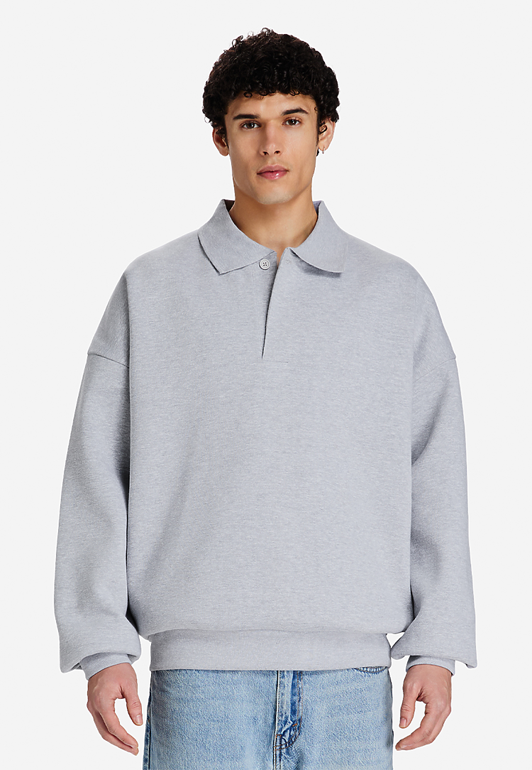 Lane Seven Apparel Ls24012 Element Polo Collar Crewneck - Heather Grey - Xs