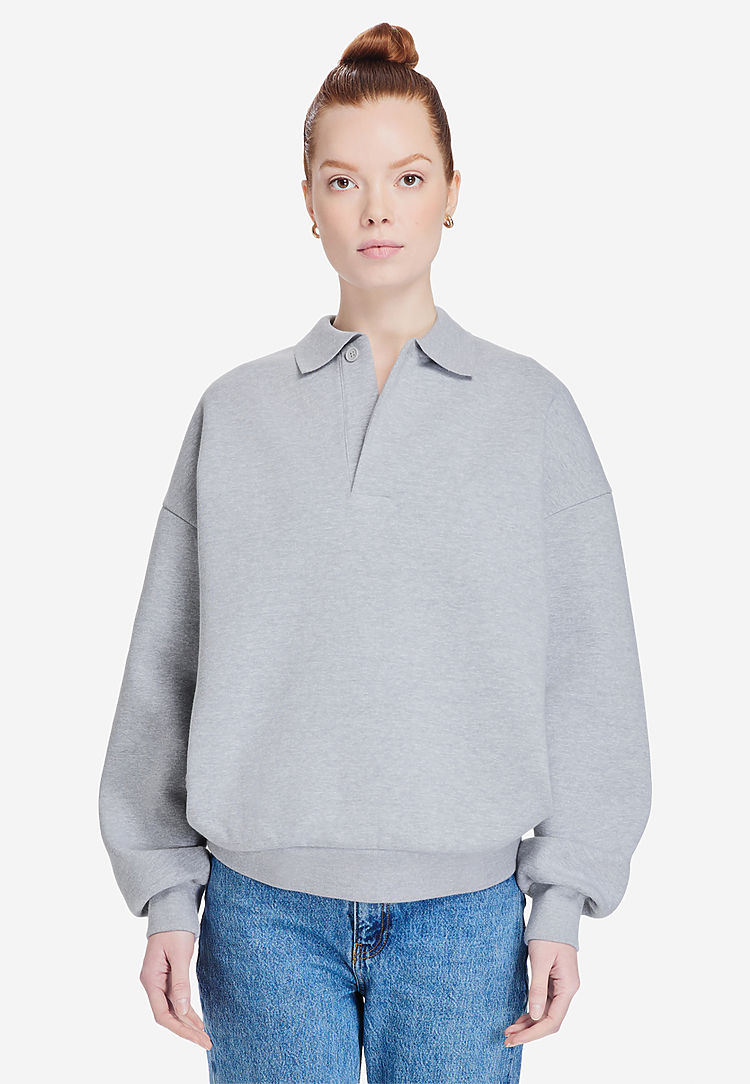 Lane Seven Apparel Ls24012 Element Polo Collar Crewneck - Heather Grey