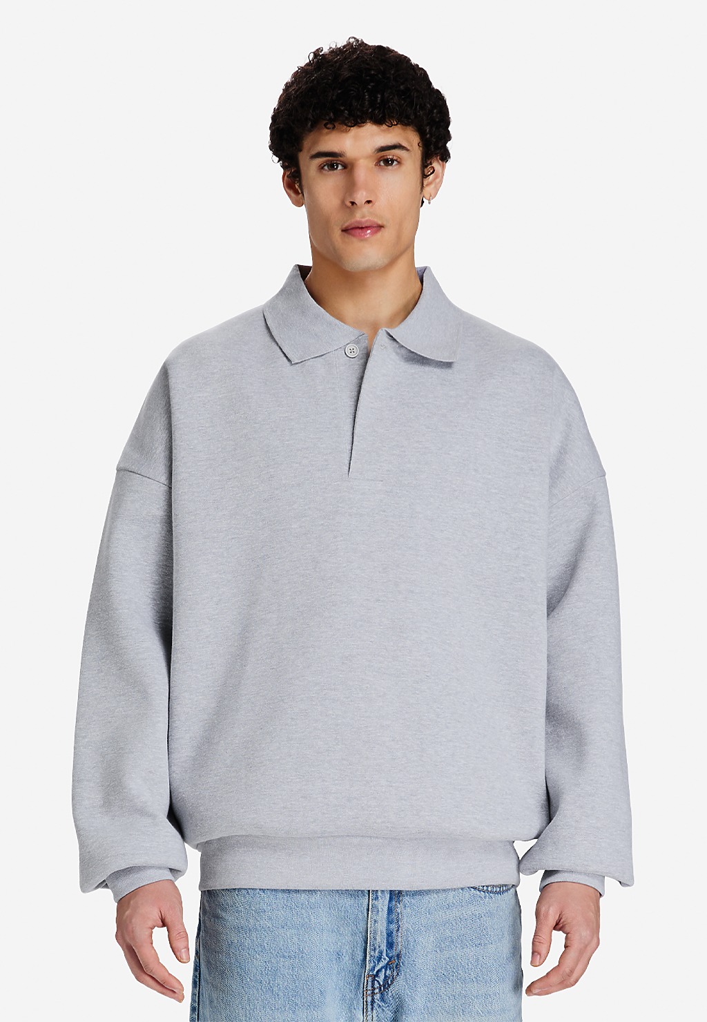 Lane Seven Apparel Ls24012 Element Polo Collar Crewneck - Heather Grey