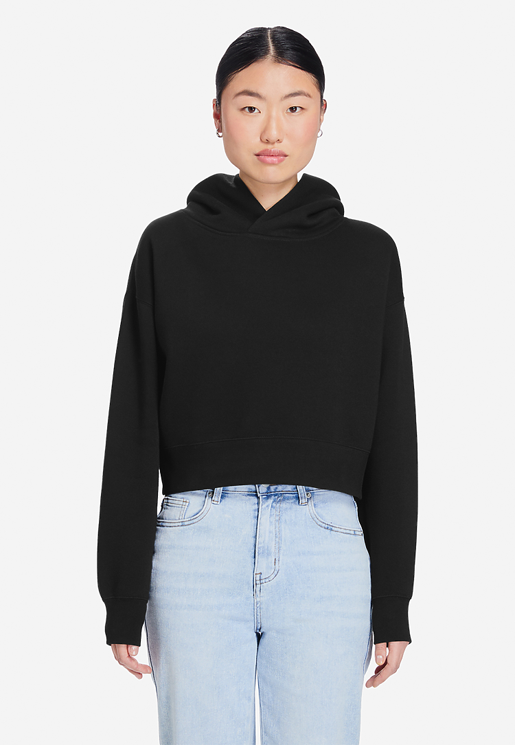 Lane Seven Apparel Ls88001 Women’s Relaxed Crop Hoodie - Black