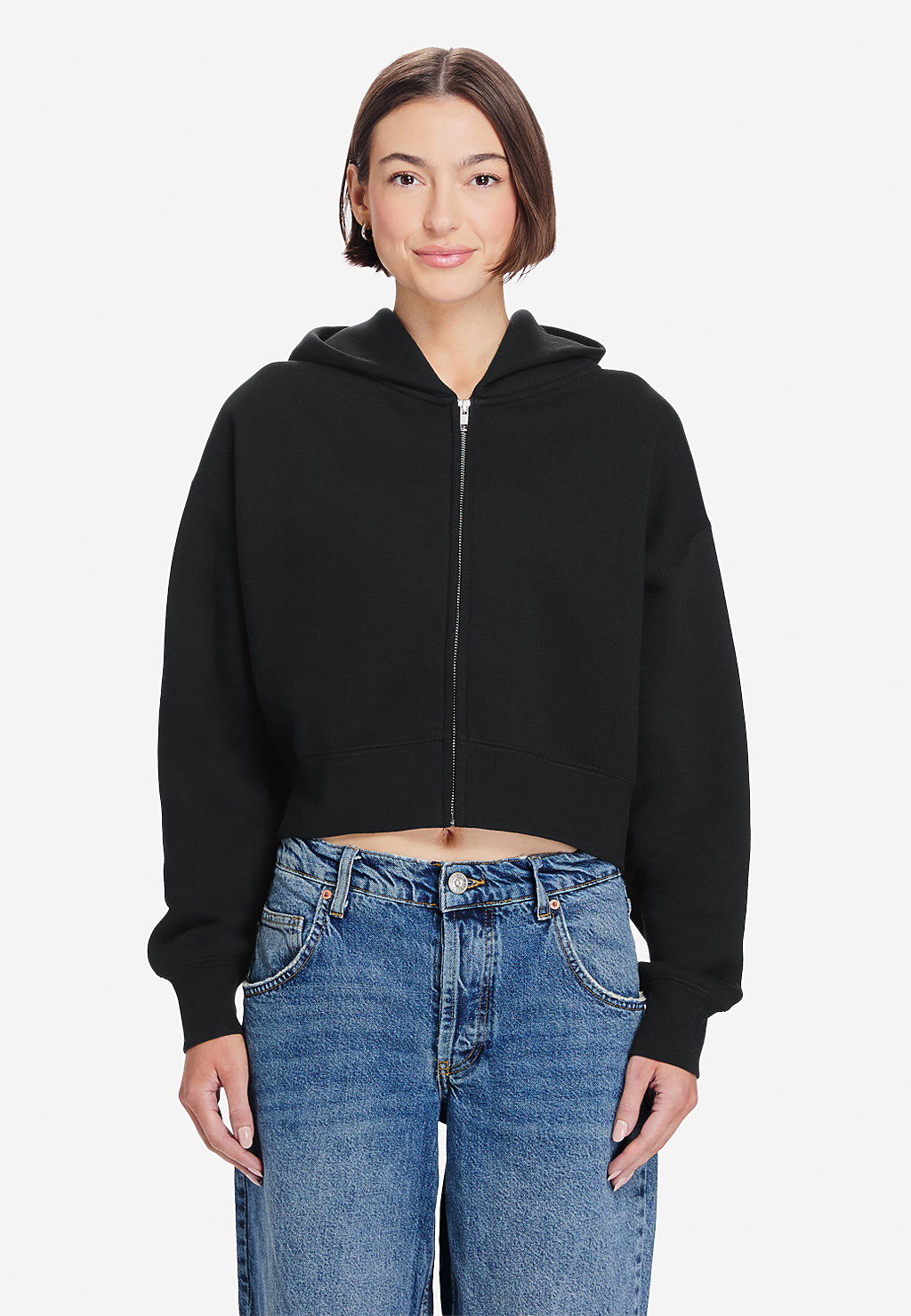 Lane Seven Apparel Ls88003 Women’s Relaxed Crop Zip - Black