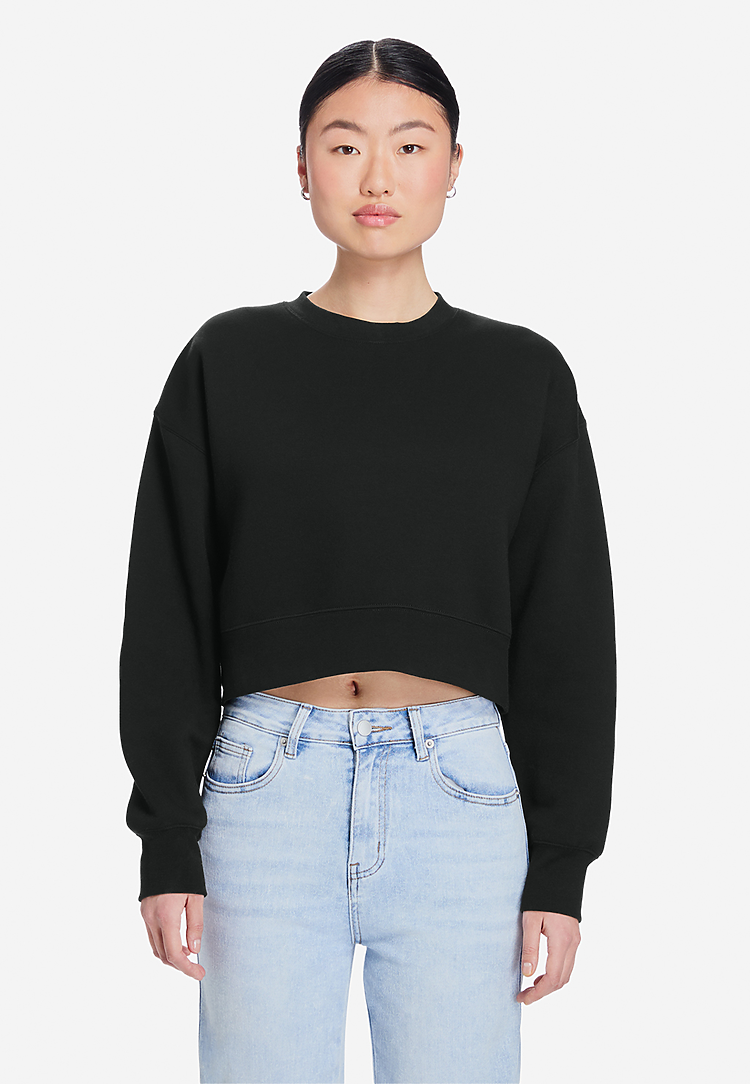 Lane Seven Apparel Ls88004 Women’s Relaxed Crop Crewneck - Black - Xs