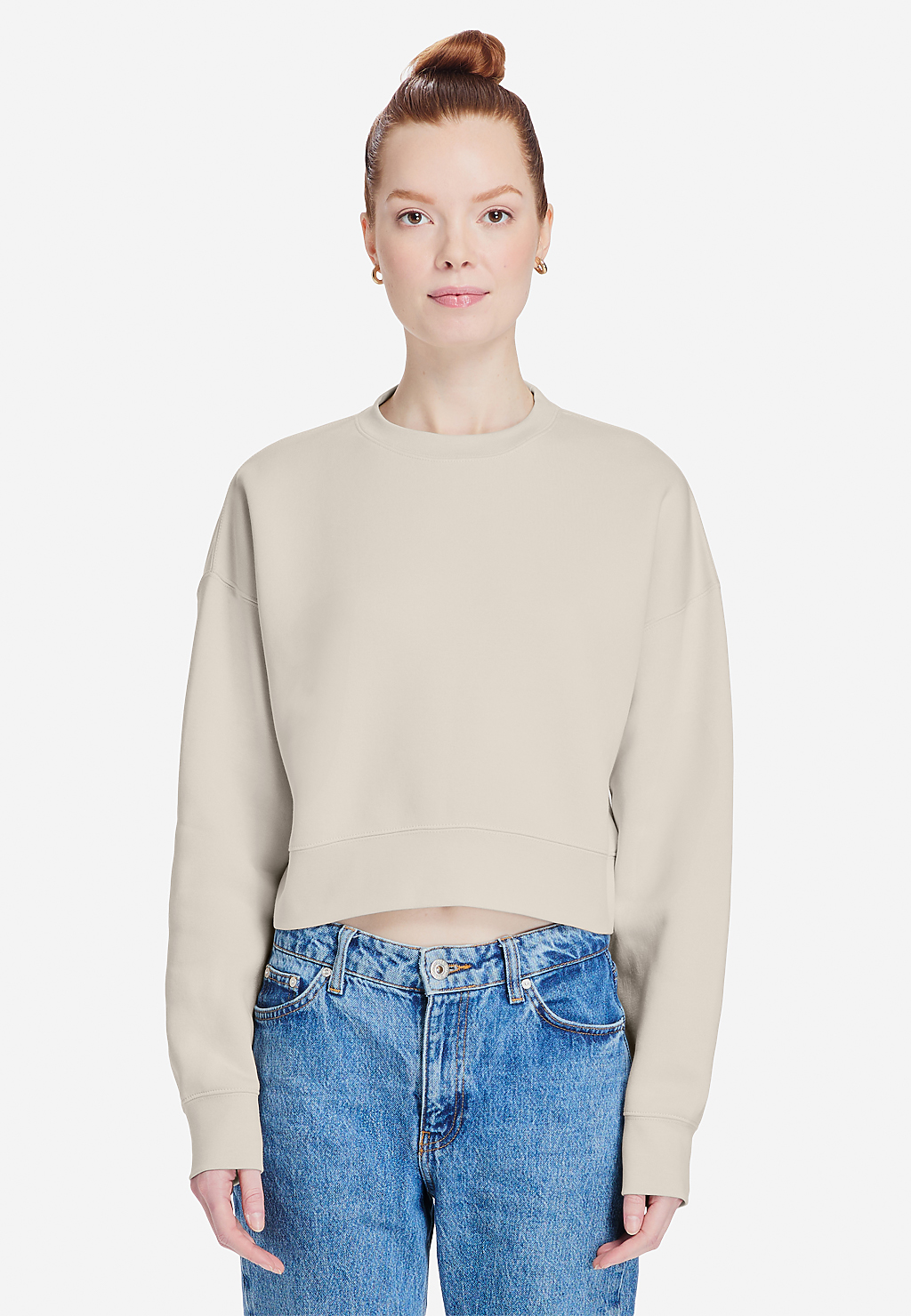 Lane Seven Apparel Ls88004 Women’s Relaxed Crop Crewneck - Bone