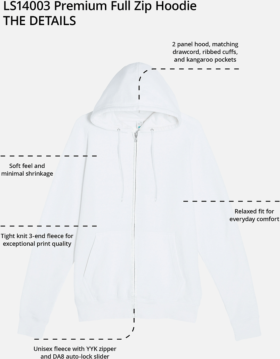 Lane Seven Ls14003 Premium Full Zip Hoodie - Charcoal Heather