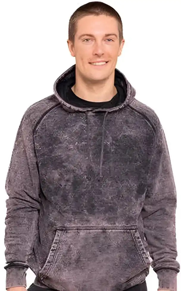 Lane Seven Lst004 Unisex Vintage Raglan Hooded Sweatshirt Cloud Black