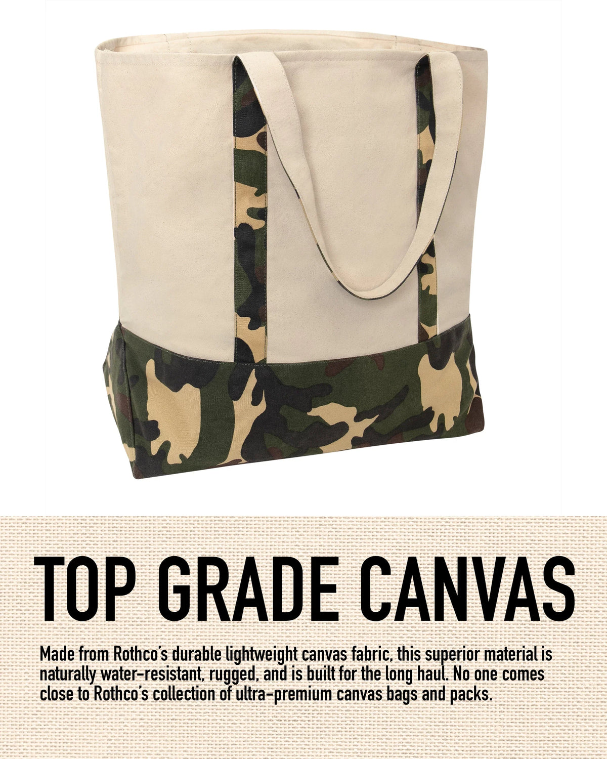 Large Camo Canvas Tote Bag