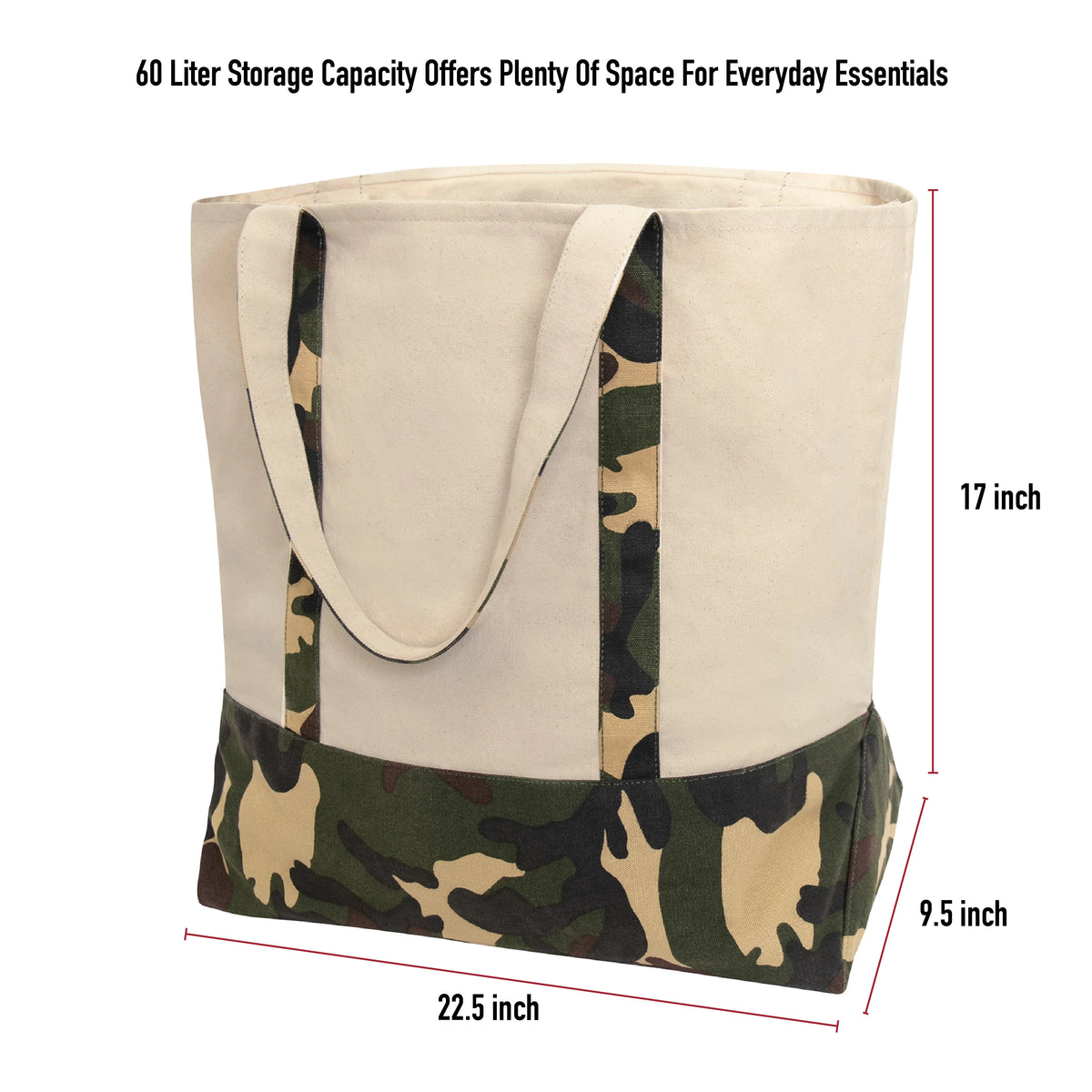Large Camo Canvas Tote Bag