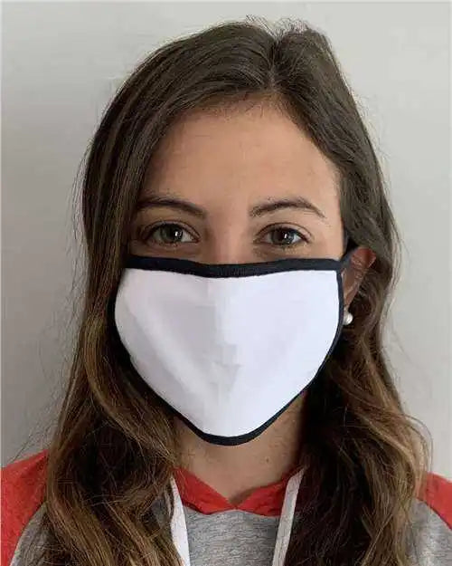 Lat 004 100% Cotton 2-ply Face Mask Pkg 50 - White Black - one Size Fits Most
