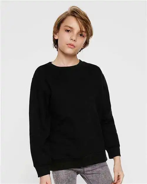 Lat 2225 Youth Elevated Fleece Crewneck Sweatshirt Black