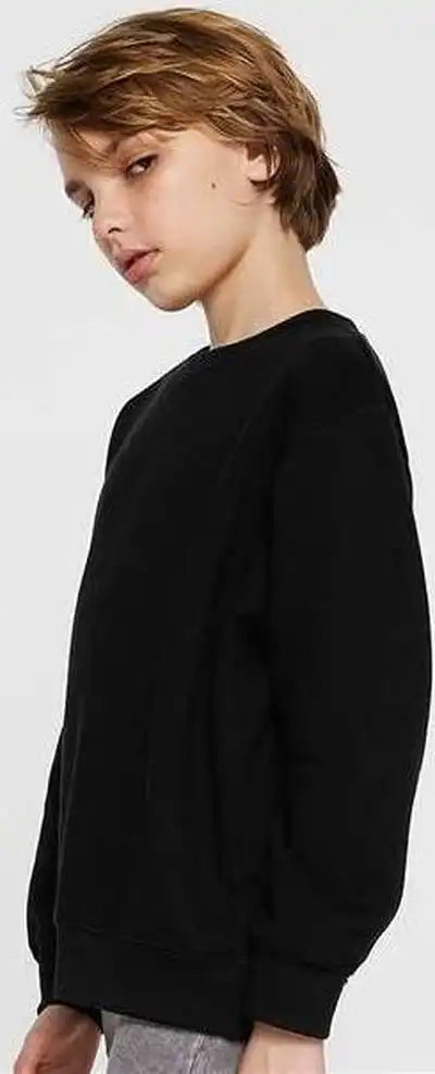 Lat 2225 Youth Elevated Fleece Crewneck Sweatshirt Black