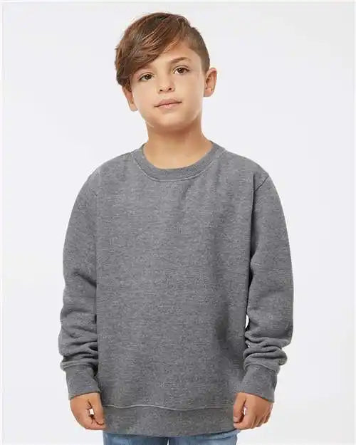 Lat 2225 Youth Elevated Fleece Crewneck Sweatshirt Granite Heather