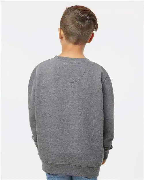 Lat 2225 Youth Elevated Fleece Crewneck Sweatshirt Granite Heather