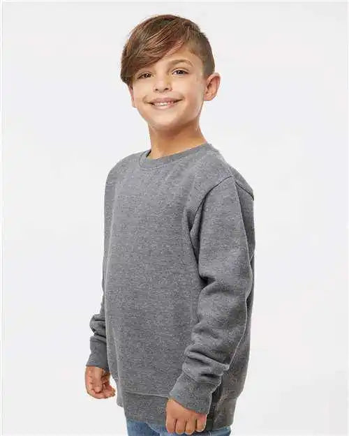 Lat 2225 Youth Elevated Fleece Crewneck Sweatshirt Granite Heather
