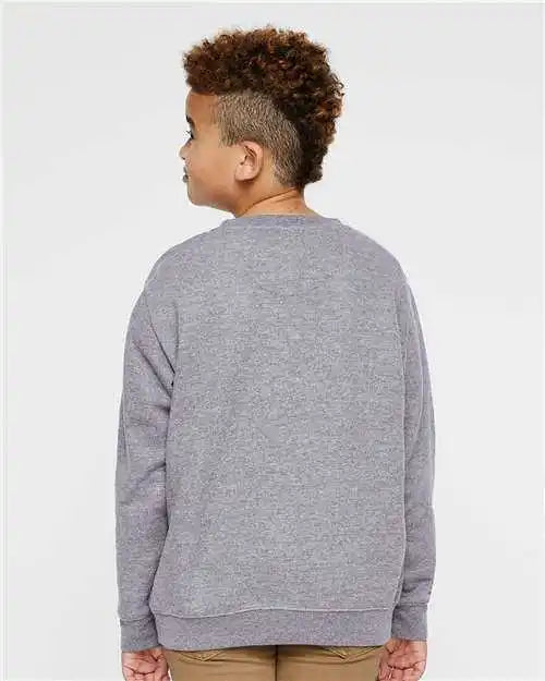 Lat 2225 Youth Elevated Fleece Crewneck Sweatshirt Heather
