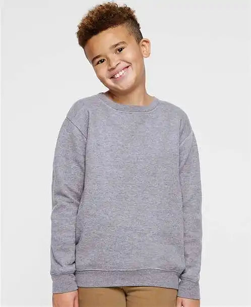 Lat 2225 Youth Elevated Fleece Crewneck Sweatshirt Heather
