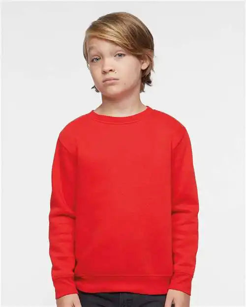 Lat 2225 Youth Elevated Fleece Crewneck Sweatshirt Red