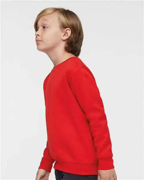 Lat 2225 Youth Elevated Fleece Crewneck Sweatshirt Red