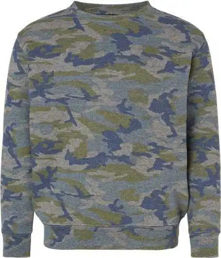 Lat 2225 Youth Elevated Fleece Crewneck Sweatshirt - Vintage Camo