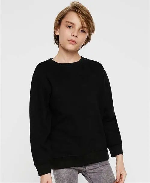 Lat 2225l Youth Elevated Fleece Crewneck Sweatshirt - 2225 - Black