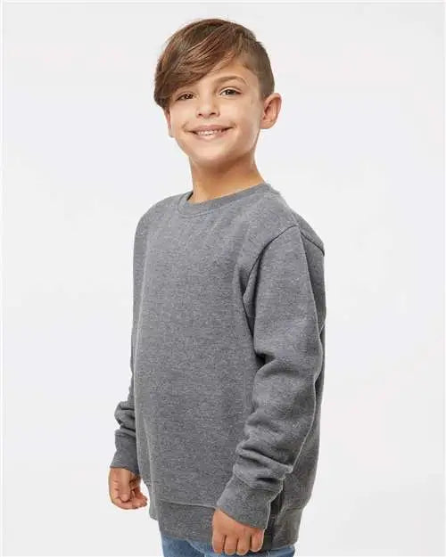 Lat 2225l Youth Elevated Fleece Crewneck Sweatshirt - 2225 - Granite Heather