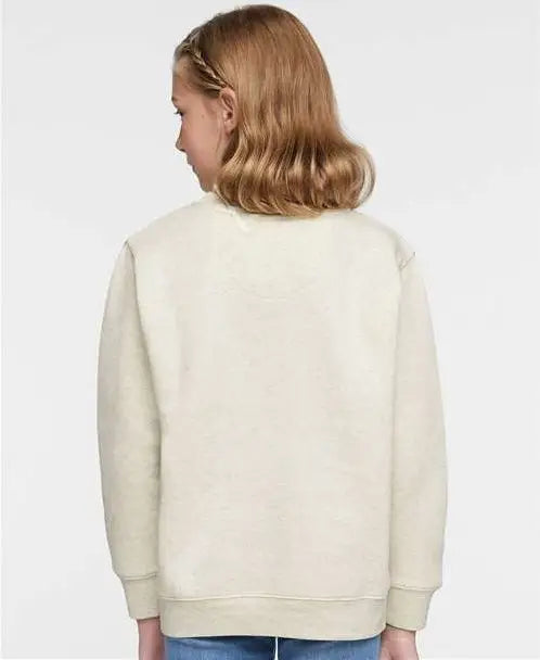 Lat 2225l Youth Elevated Fleece Crewneck Sweatshirt - 2225 - Natural Heather