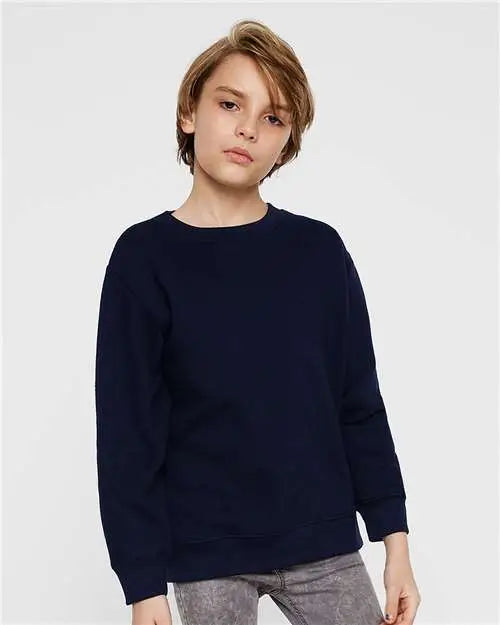 Lat 2225l Youth Elevated Fleece Crewneck Sweatshirt - 2225 - Navy