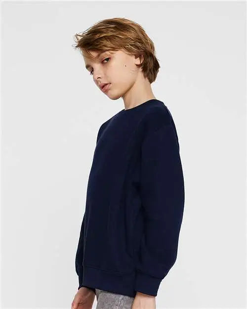 Lat 2225l Youth Elevated Fleece Crewneck Sweatshirt - 2225 - Navy