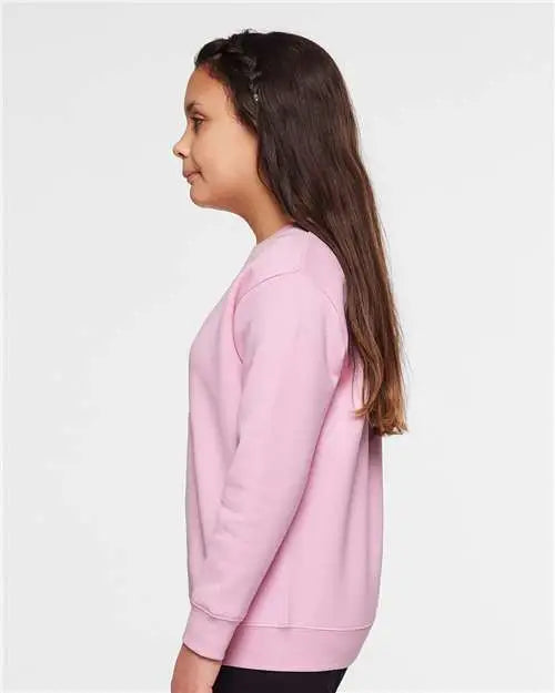 Lat 2225l Youth Elevated Fleece Crewneck Sweatshirt - 2225 - Pink
