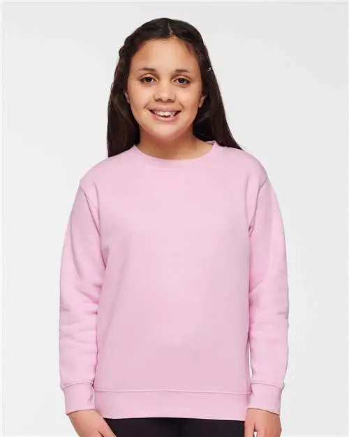 Lat 2225l Youth Elevated Fleece Crewneck Sweatshirt - 2225 - Pink