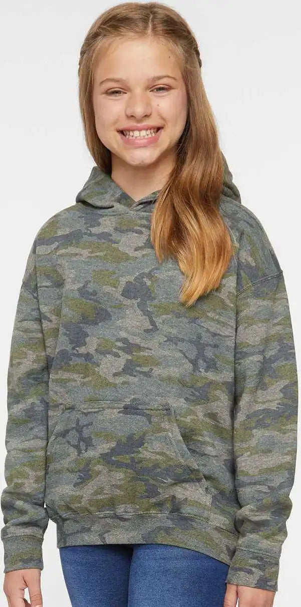 Lat 2296 Youth Pullover Hooded Sweatshirt - Vintage Camo