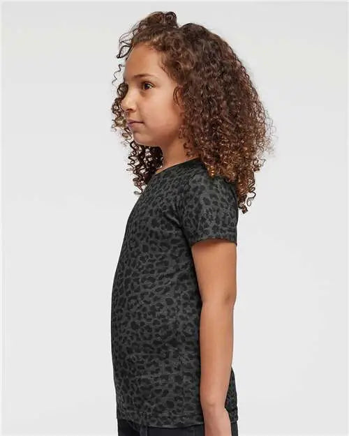 Lat 2616 Girls’ Fine Jersey Tee - Black Leopard