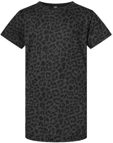 Lat 2616 Girls’ Fine Jersey Tee - Black Leopard