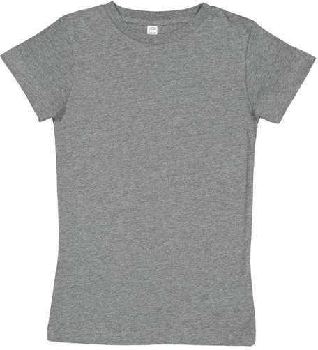 Lat 2616 Girls’ Fine Jersey Tee - Granite Heather