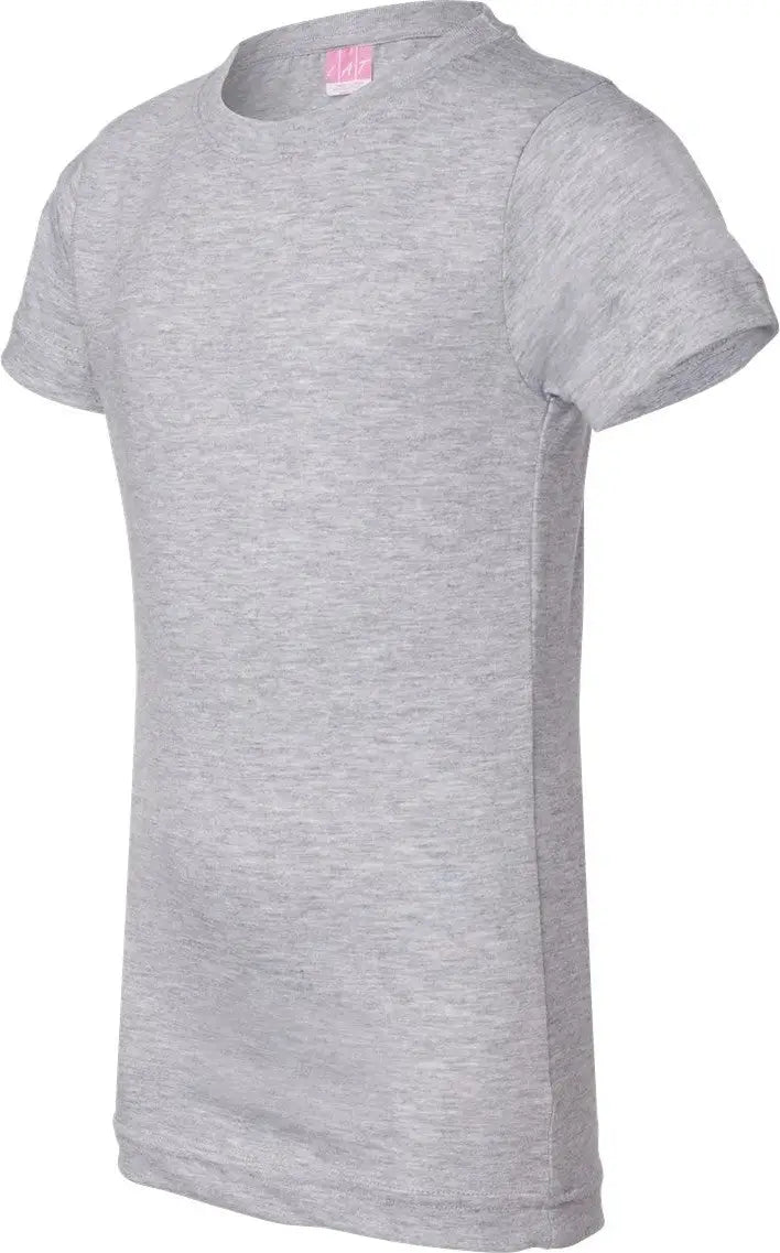 Lat 2616 Girls’ Fine Jersey Tee - Heather - Gray / Xs