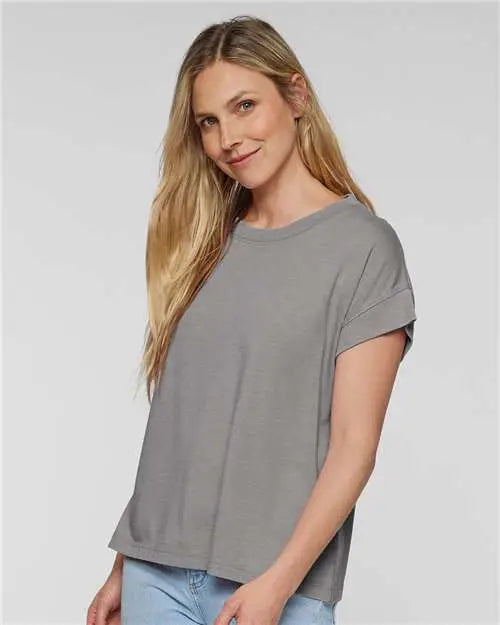 Lat 3502l Women’s Relaxed Vintage Wash Tee - 3502 - Washed Gray