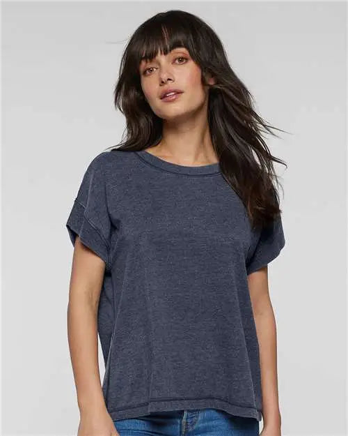 Lat 3502l Women’s Relaxed Vintage Wash Tee - 3502 - Washed Navy