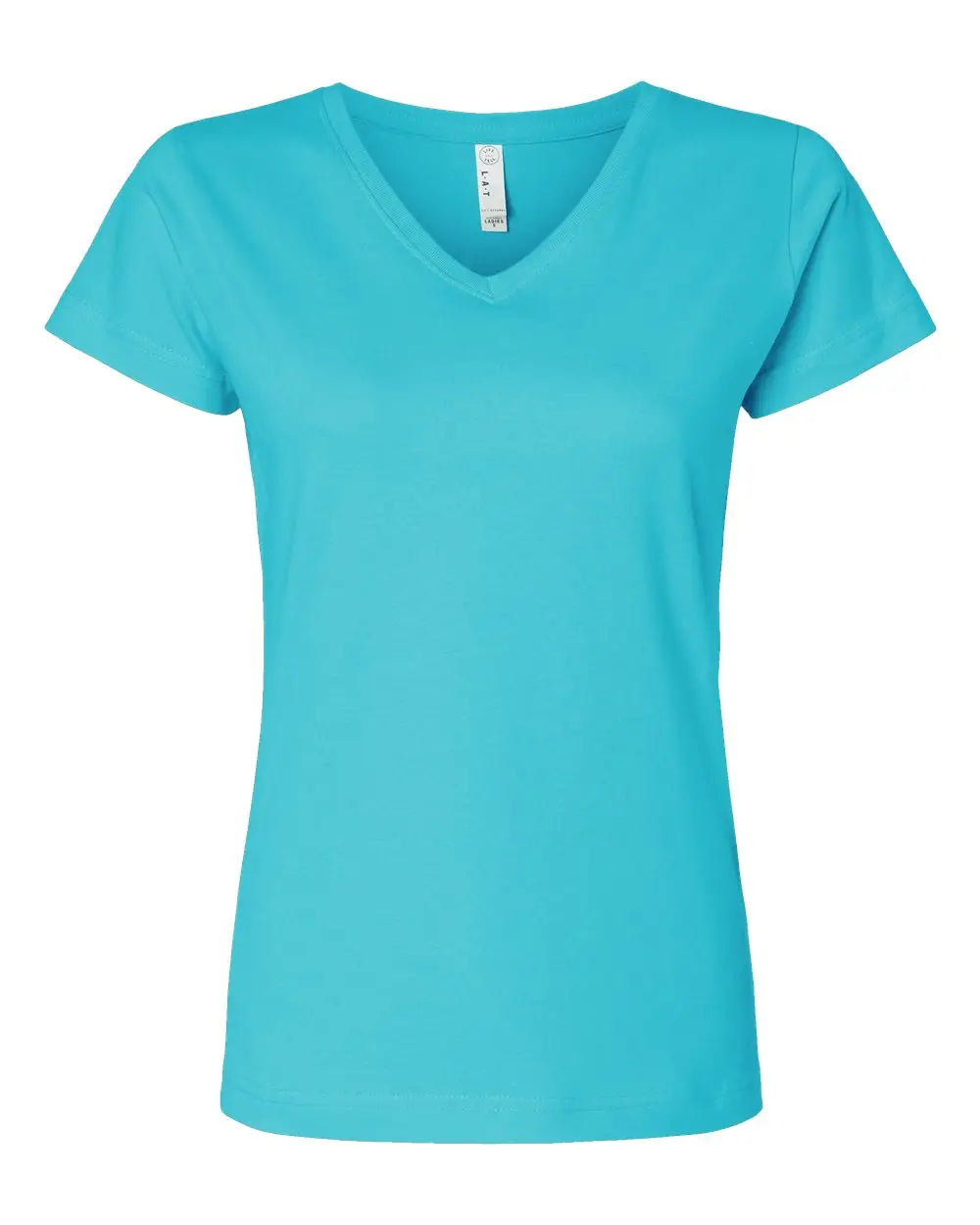 Lat 3507 Women’s Fine Jersey V-neck Tee - Caribbean