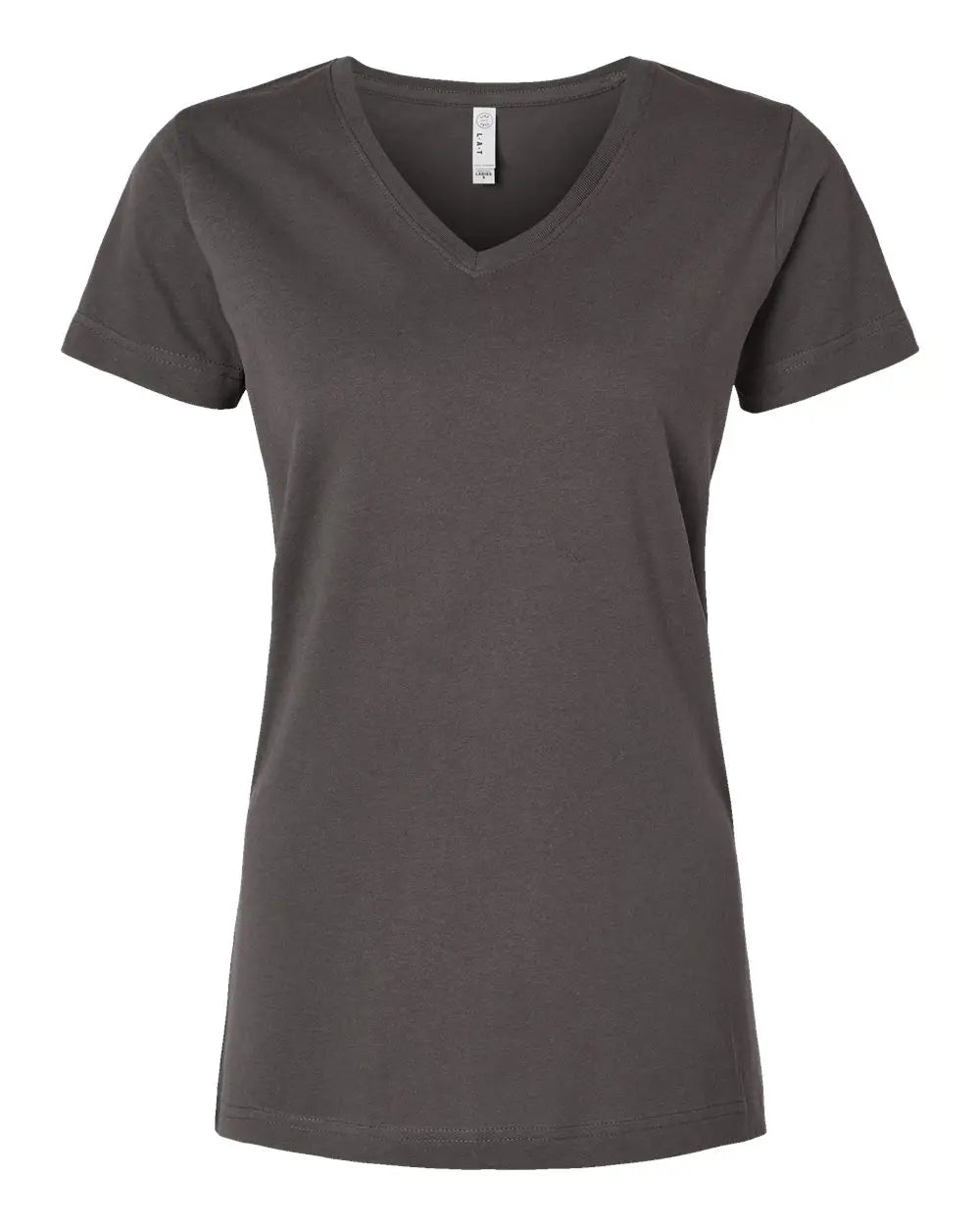 Lat 3507 Women’s Fine Jersey V-neck Tee - Charcoal - Dark Gray / Xs