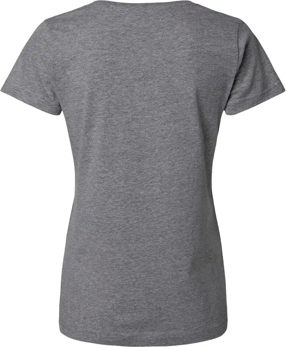 Lat 3507 Women’s Fine Jersey V-neck Tee - Granite Heather - Xs