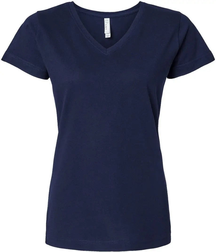 Lat 3507 Women’s Fine Jersey V-neck Tee - Navy