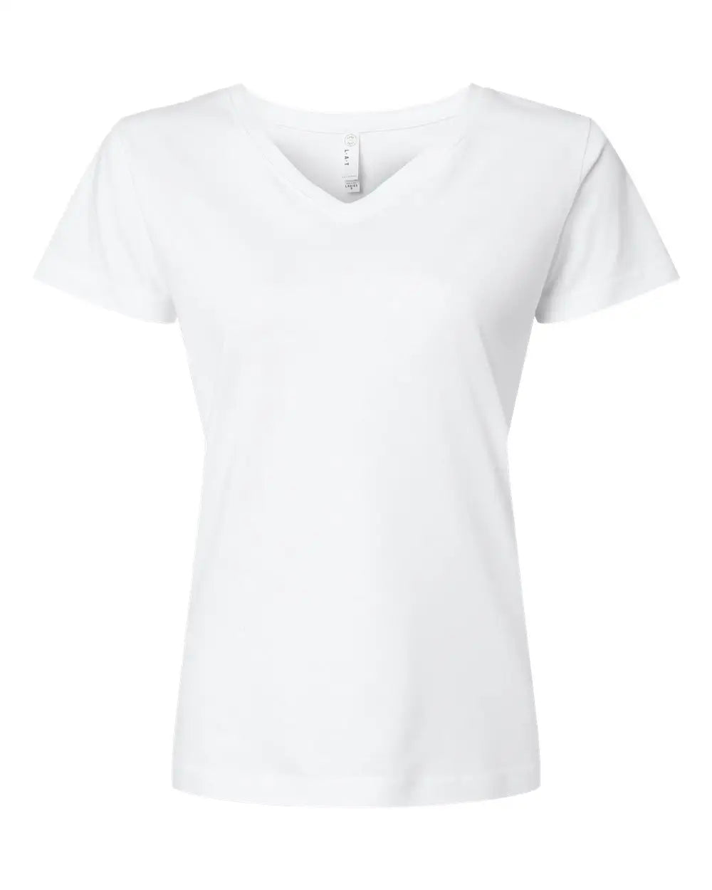Lat 3507 Women’s Fine Jersey V-neck Tee - White - Xs