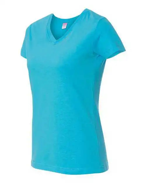 Lat 3507 Women’s v Neck Fine Jersey Tee Aqua
