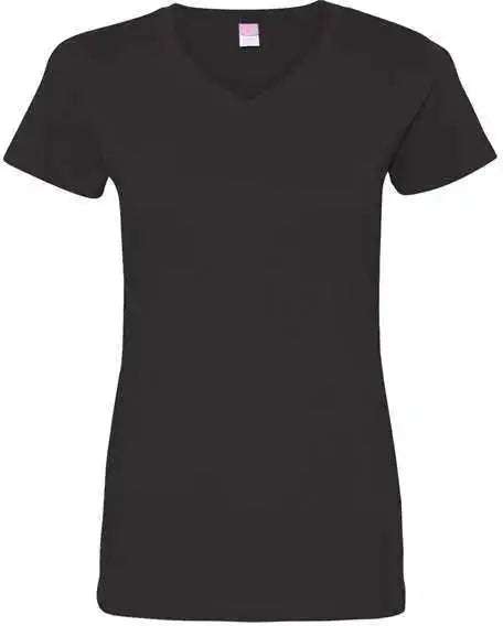 Lat 3507 Women’s v Neck Fine Jersey Tee Black