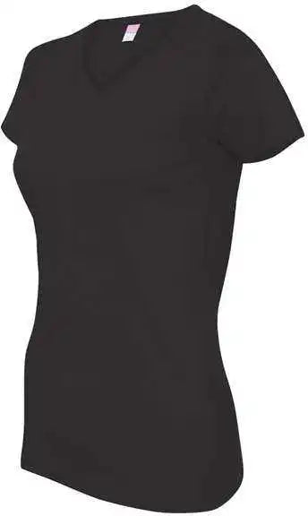 Lat 3507 Women’s v Neck Fine Jersey Tee Black