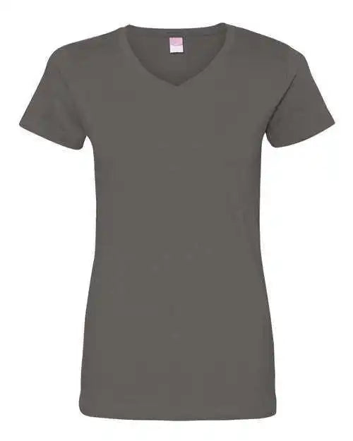 Lat 3507 Women’s V-neck Fine Jersey Tee - Charcoal