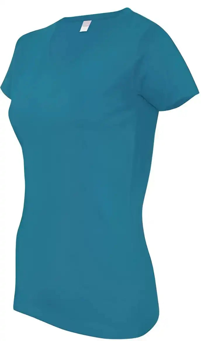 Lat 3507 Women’s v Neck Fine Jersey Tee Cobalt