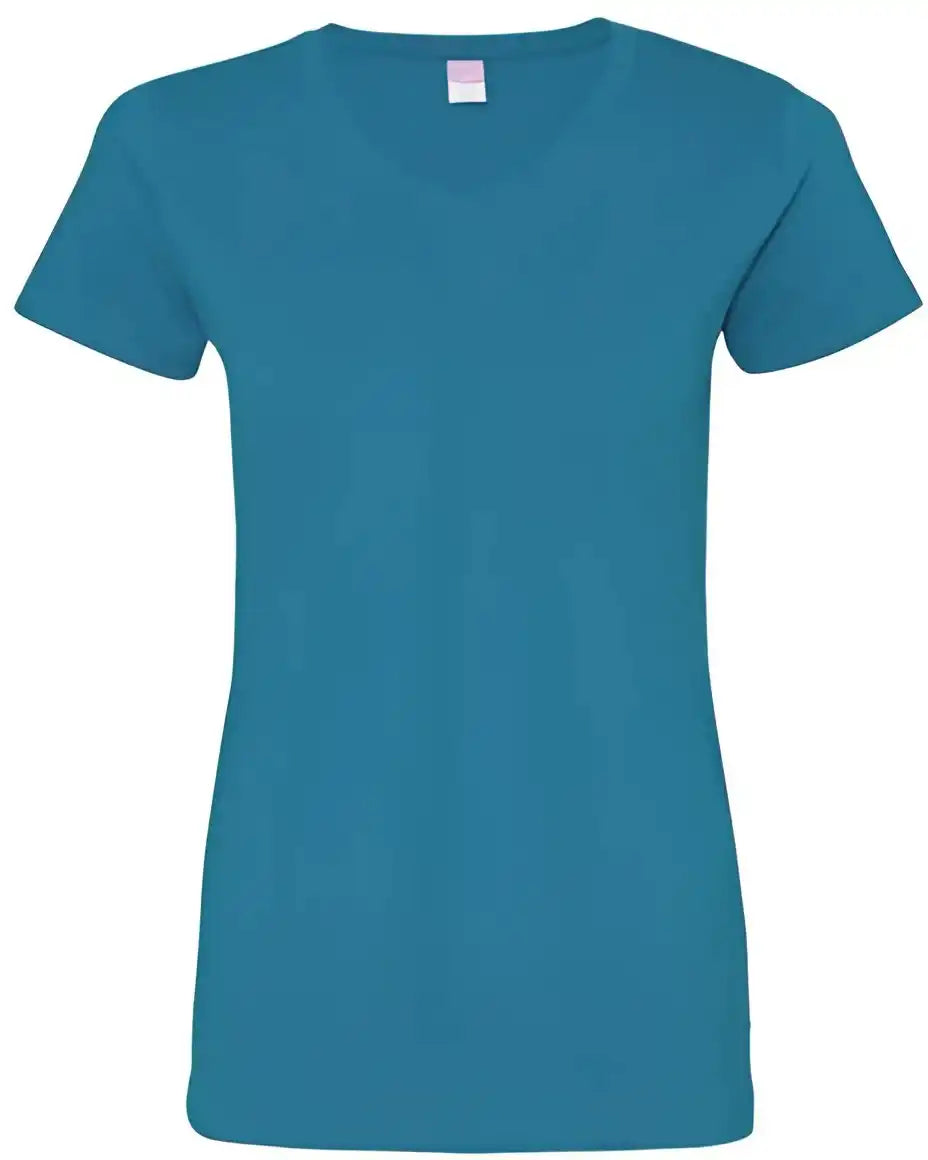 Lat 3507 Women’s v Neck Fine Jersey Tee Cobalt